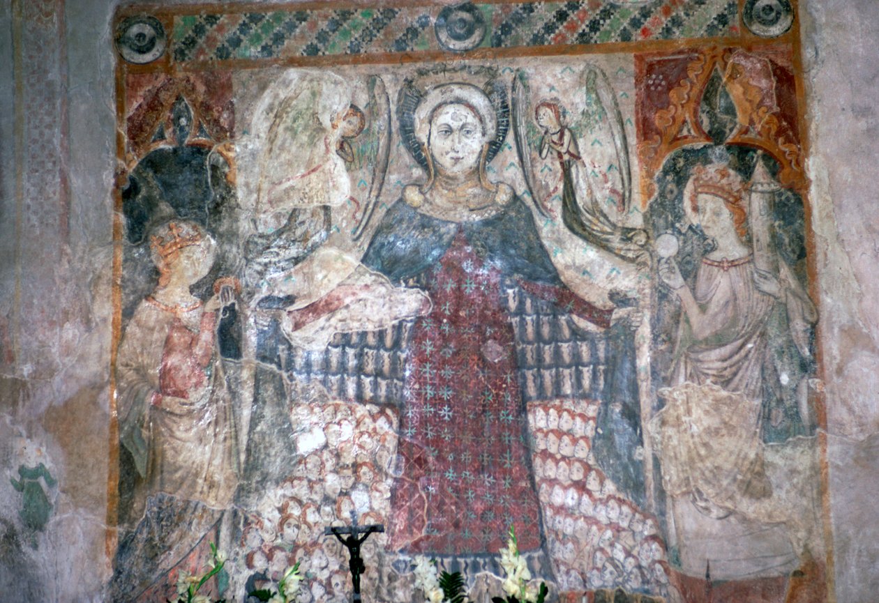 Goottilainen seinämaalaus Pyhän Jaakobin kirkossa Koszegissa, Unkarissa, 1400-luku tekijältä Unbekannt