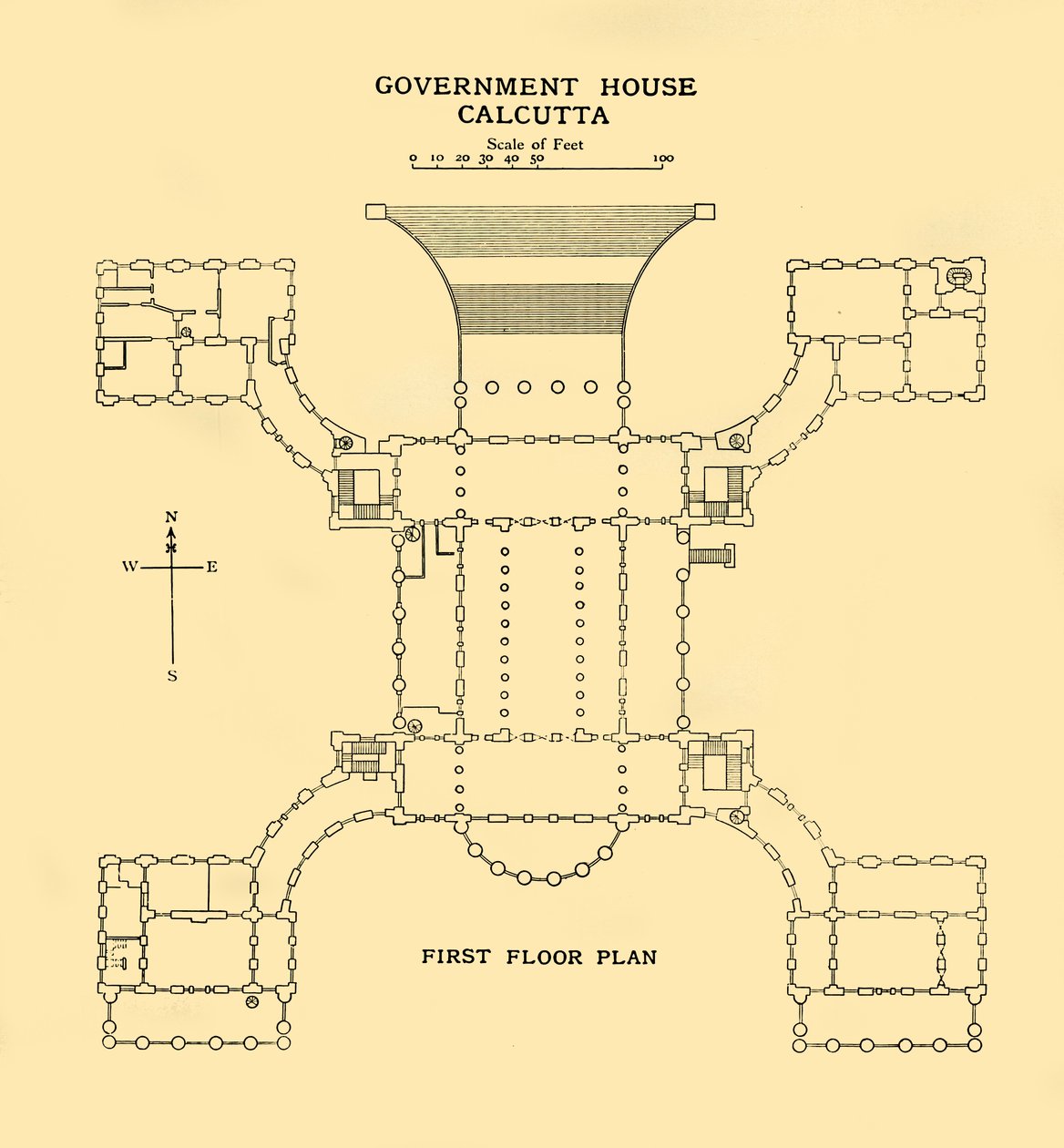 Hallitustalo Kalkutta - Ensimmäinen kerrossuunnitelma, 1925. tekijältä Unbekannt