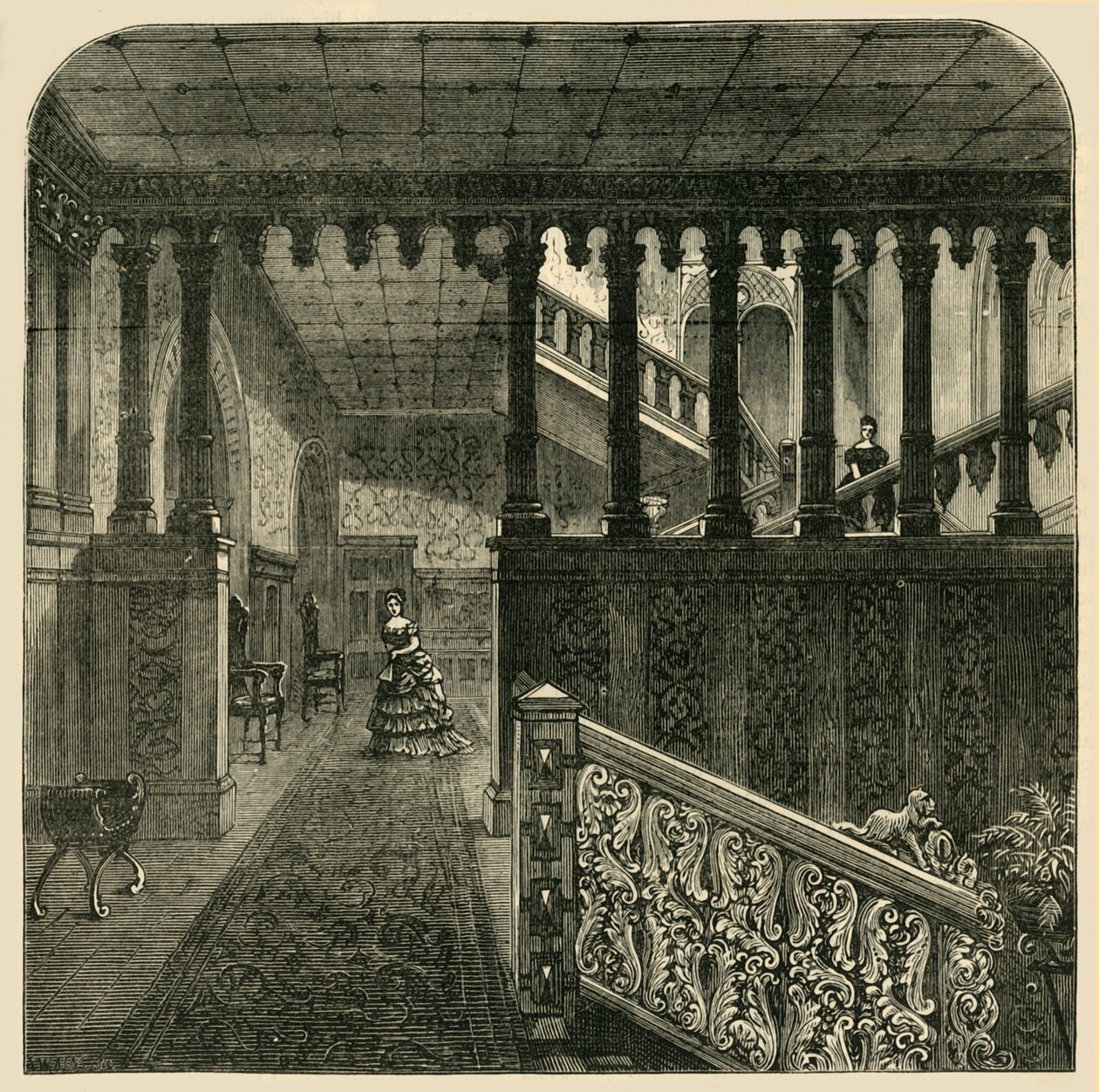 Grand Staircase, Holland House, c1876. tekijältä Unbekannt