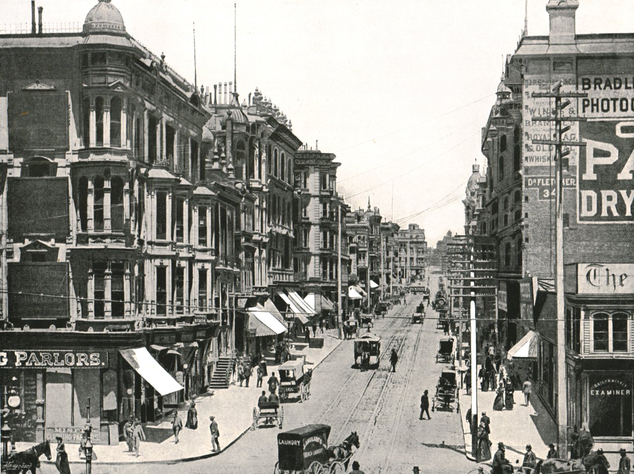 Grant Avenue katsoen pohjoiseen Market Streetiltä, San Francisco, USA, 1895. tekijältä Unbekannt