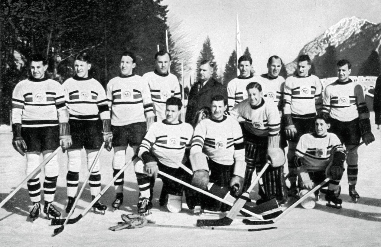 Ison-Britannian jääkiekkomaajoukkue, talviolympialaiset, Garmisch-Partenkirchen, Saksa, 1936 tekijältä Unbekannt