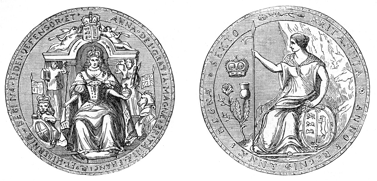 Kuningatar Annin suuri sinetti Englannin ja Skotlannin liiton jälkeen, 1707, 1800-luku tekijältä Unbekannt
