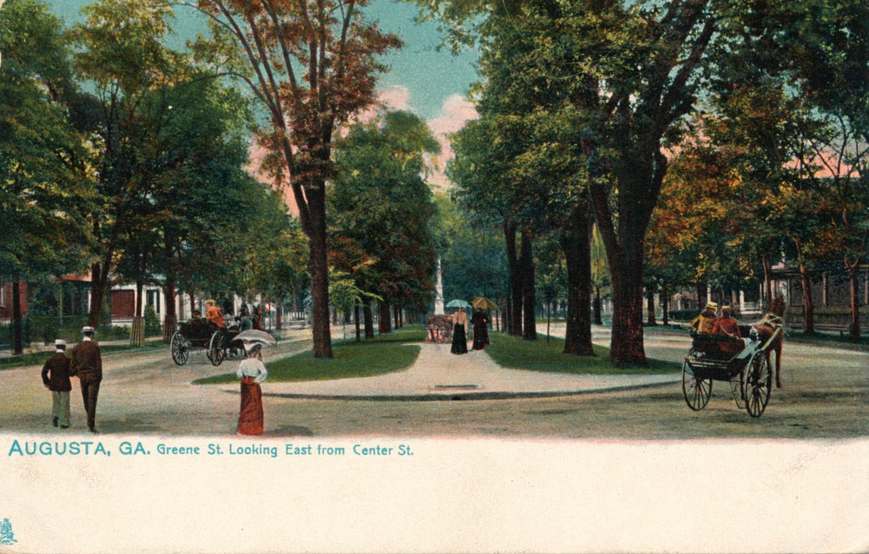 Greene Street, katsoen itään Center Streetiltä, Augusta, Georgia, America, c1910 tekijältä Unbekannt