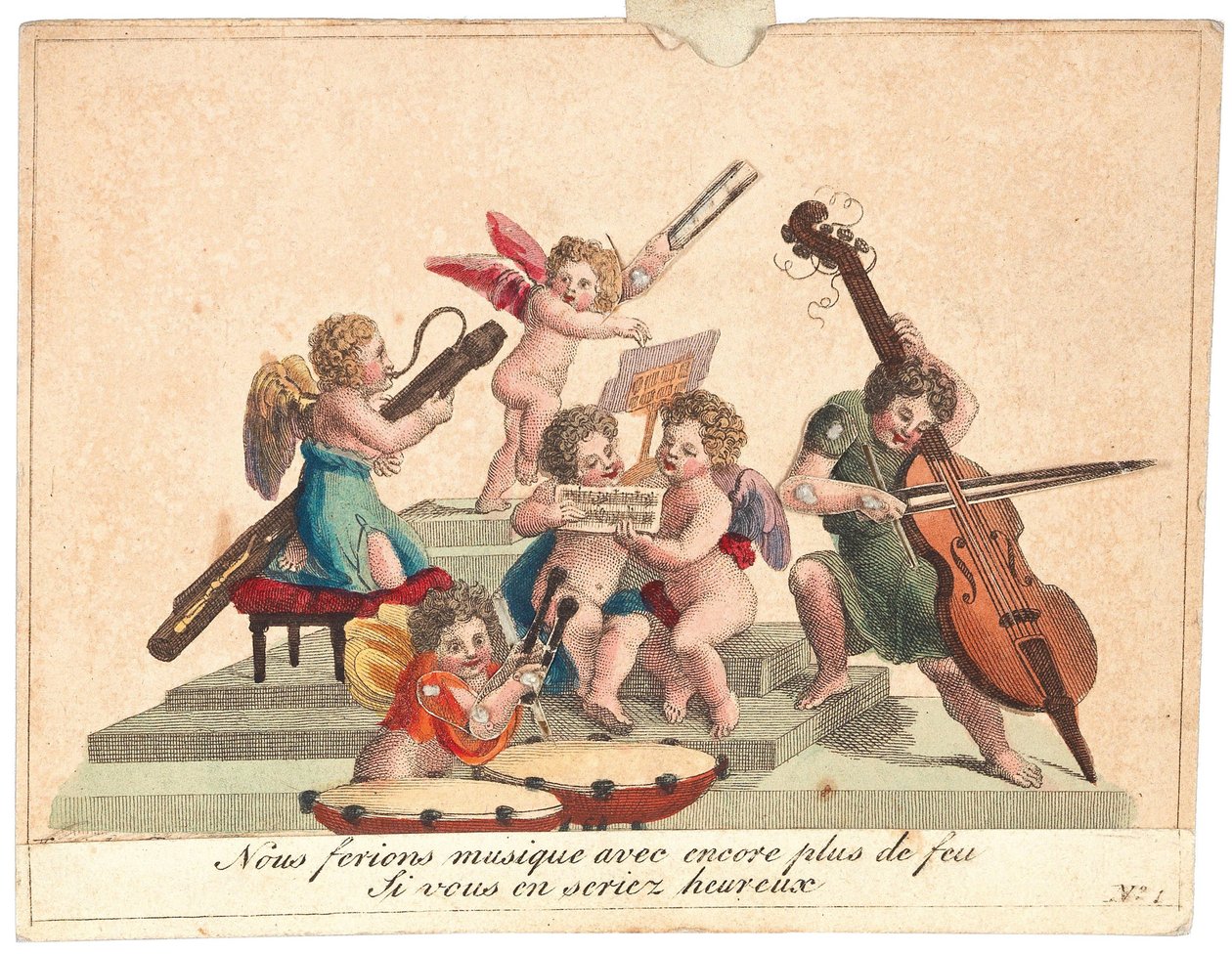Onnittelukortti Enkelien orkesteri, vuoden 1815 jälkeen. tekijältä Unbekannt