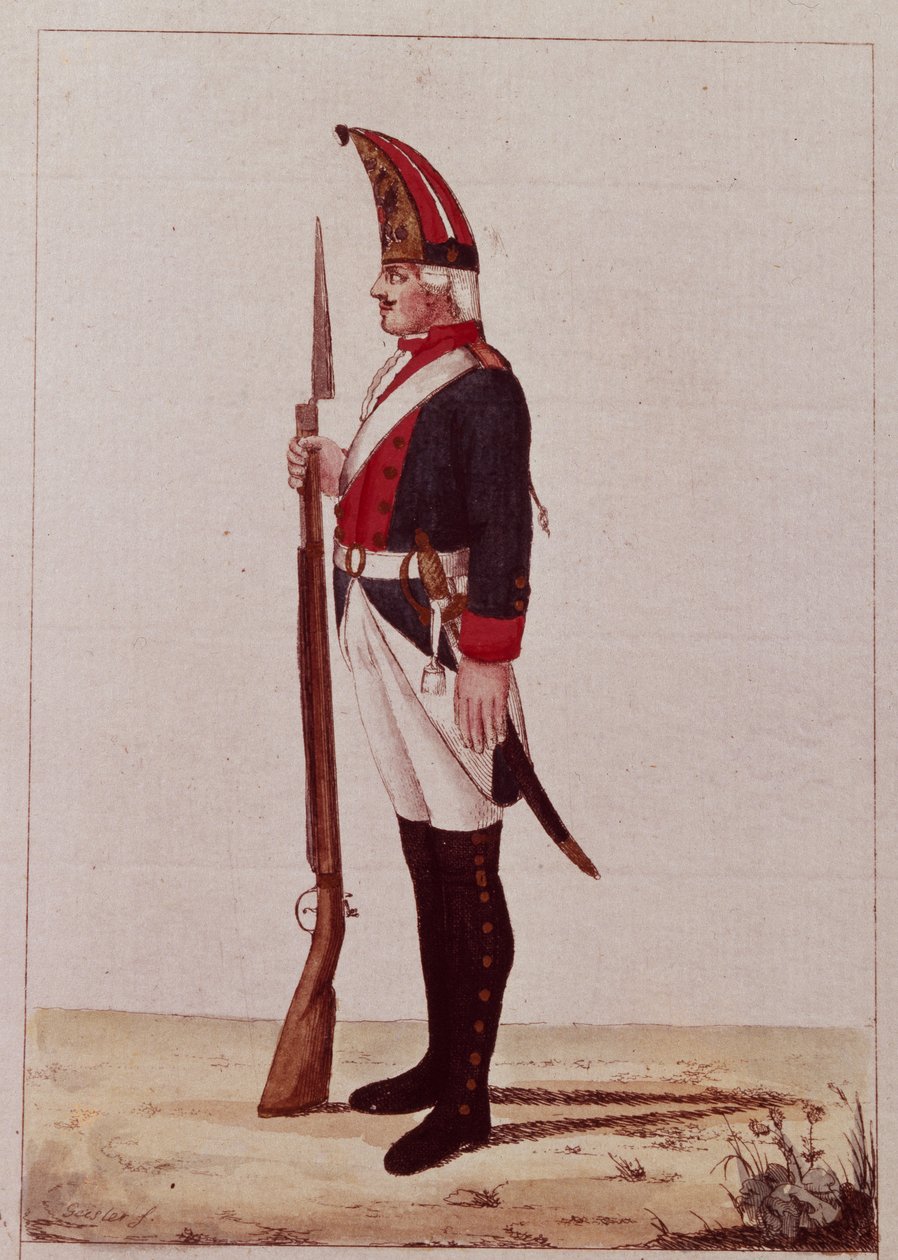 Ensimmäisen merijalkaväen pataljoonan kranaadieri, 1786 tekijältä Unbekannt