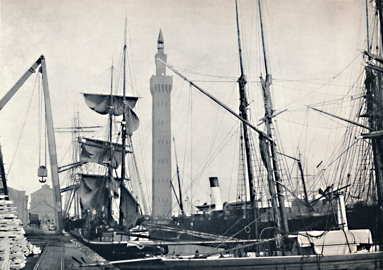Grimsby - Näkymä telakoille, hydraulitornilla, 1895 tekijältä Unbekannt