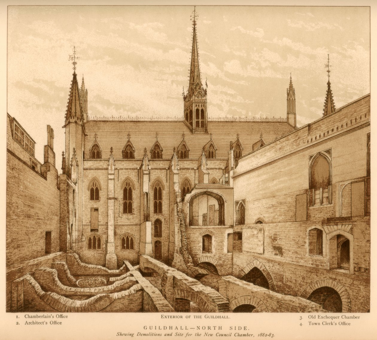 Guildhall North Side, Lontoon kaupunki, 1882-1883 1886 tekijältä Unbekannt