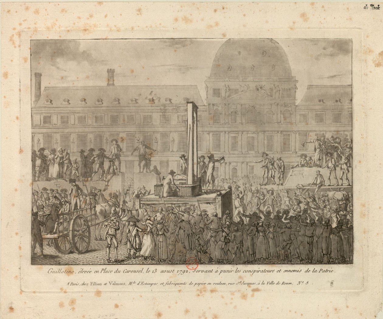 Giljotiini pystytettiin Place du Carrouseliin 13. elokuuta 1792… tekijältä Unbekannt