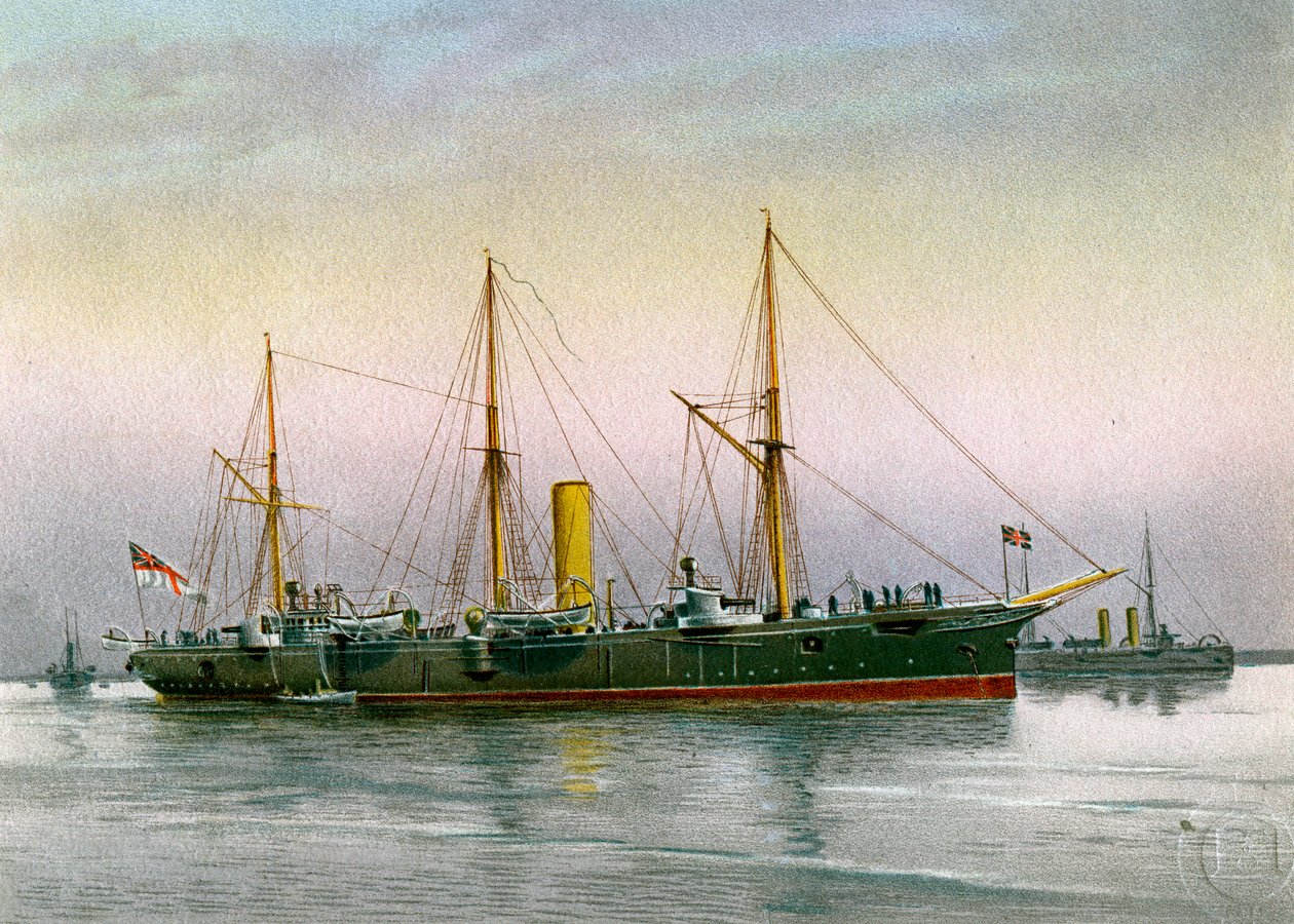 HMS Mohawk, kuninkaallisen laivaston 3. luokan risteilijä, c1890-c1893 tekijältä Unbekannt