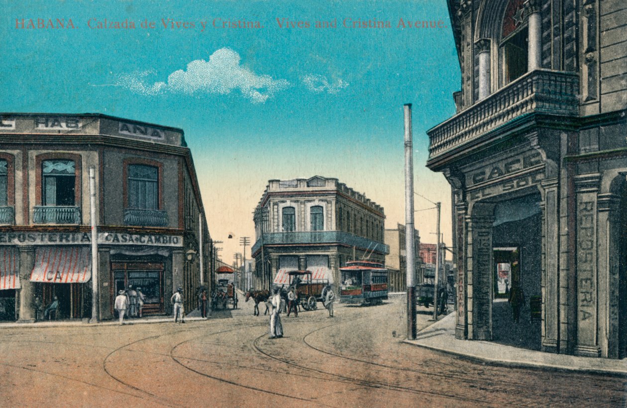 Havanna. Metsästäjä: Vives ja Cristina. Vives ja Cristina Avenue, Kuuba, 1910 tekijältä Unbekannt