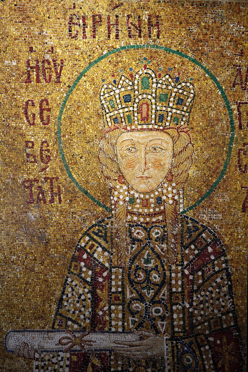 Hagia Sofia -mosaiikki: Keisarinna Irene pitelee kirjakääröä Istanbul Turquie tekijältä Unbekannt