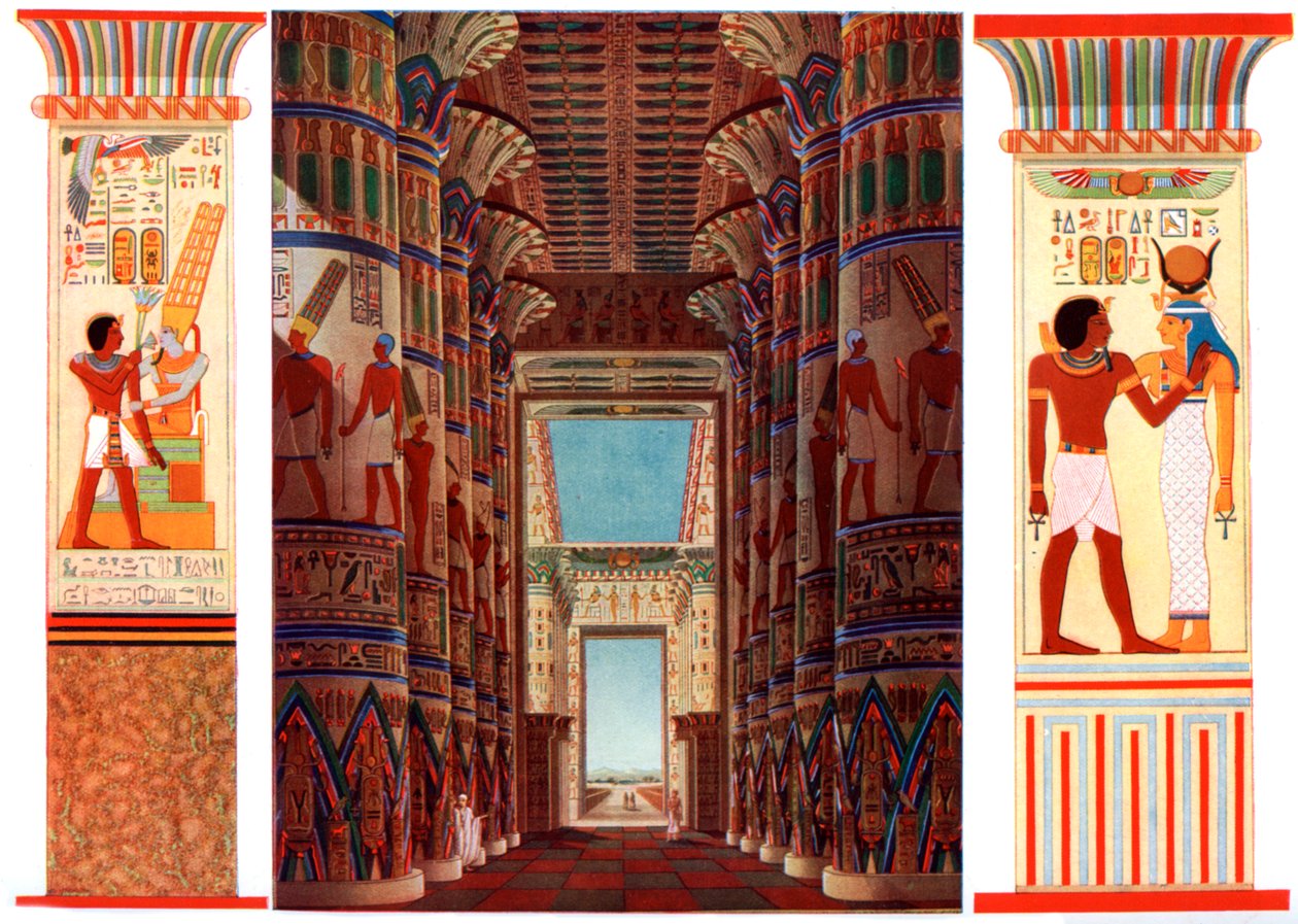 Kolumnisali Karnakin suuressa temppelissä, Egyptissä, 1933-1934 tekijältä Unbekannt