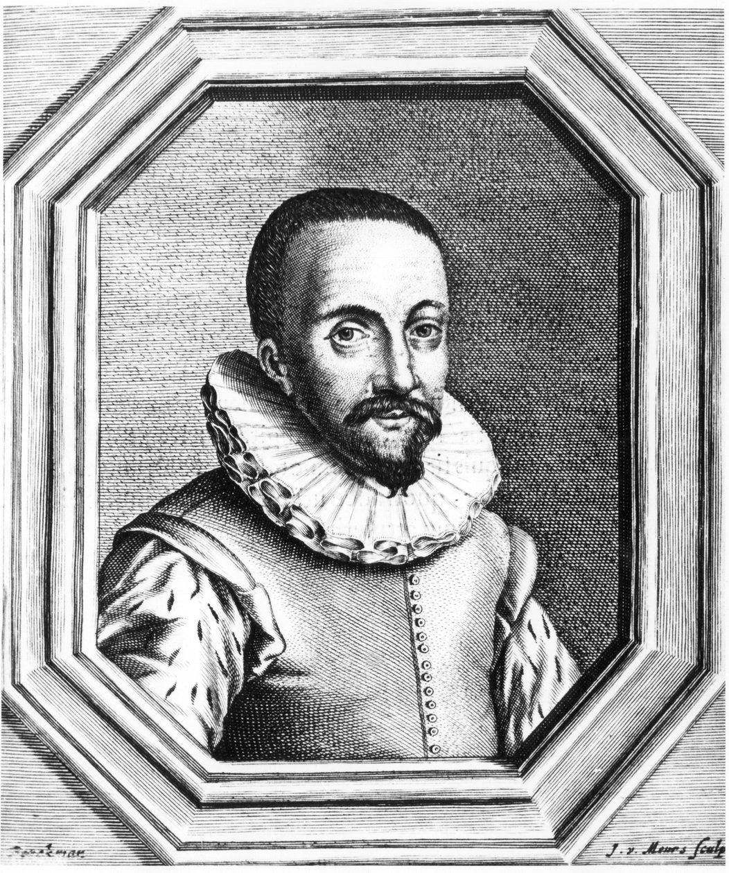 Hans Lippershey, hollantilainen optikko, jonka tunnustetaan kaukoputken löytämisestä, 1655 tekijältä Unbekannt