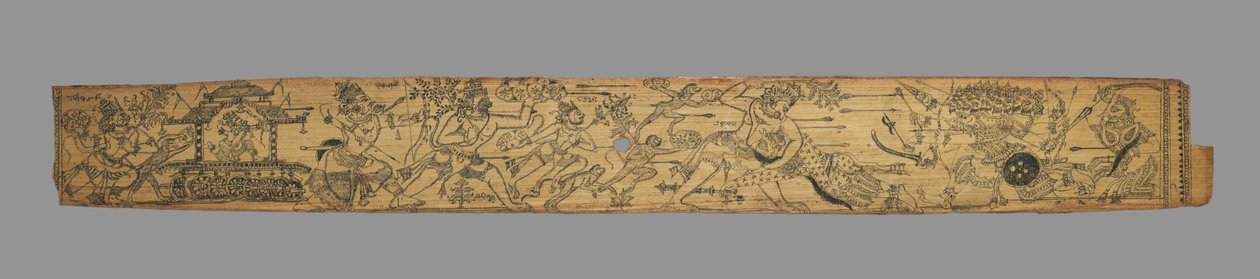 Hanuman tuo parantavien kasvien vuoren, Rama poimii nuolen..., 1700-luvun loppu. tekijältä Unbekannt