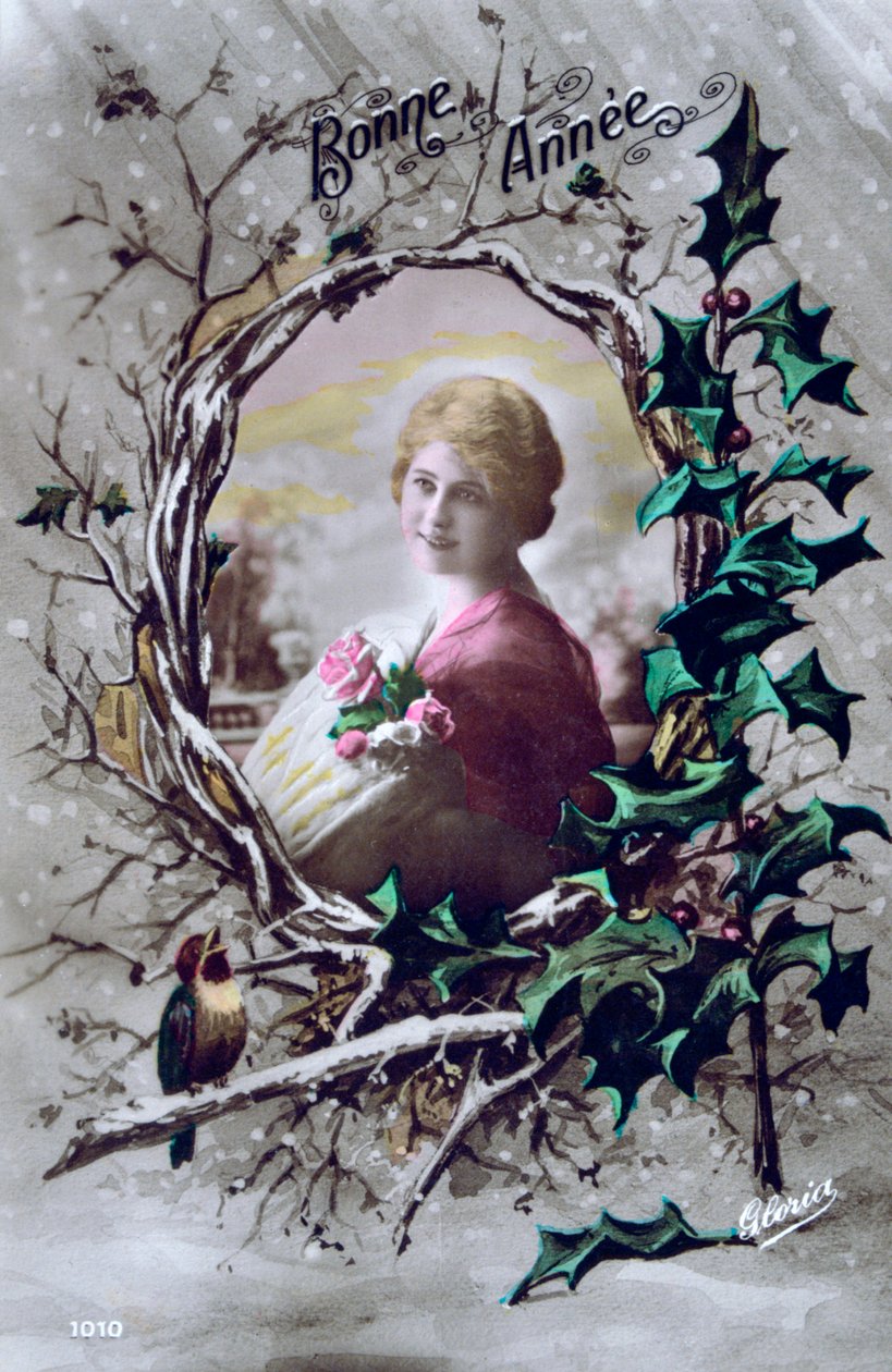 Hyvää uutta vuotta, ranskalainen postikortti, c1900 tekijältä Unbekannt