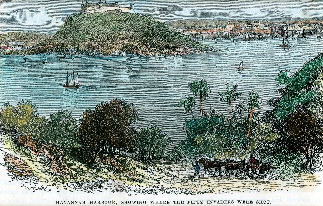 Havannah Harbour, joka näyttää missä viisikymmentä hyökkääjää ammuttiin, Kuuba, c1880 tekijältä Unbekannt