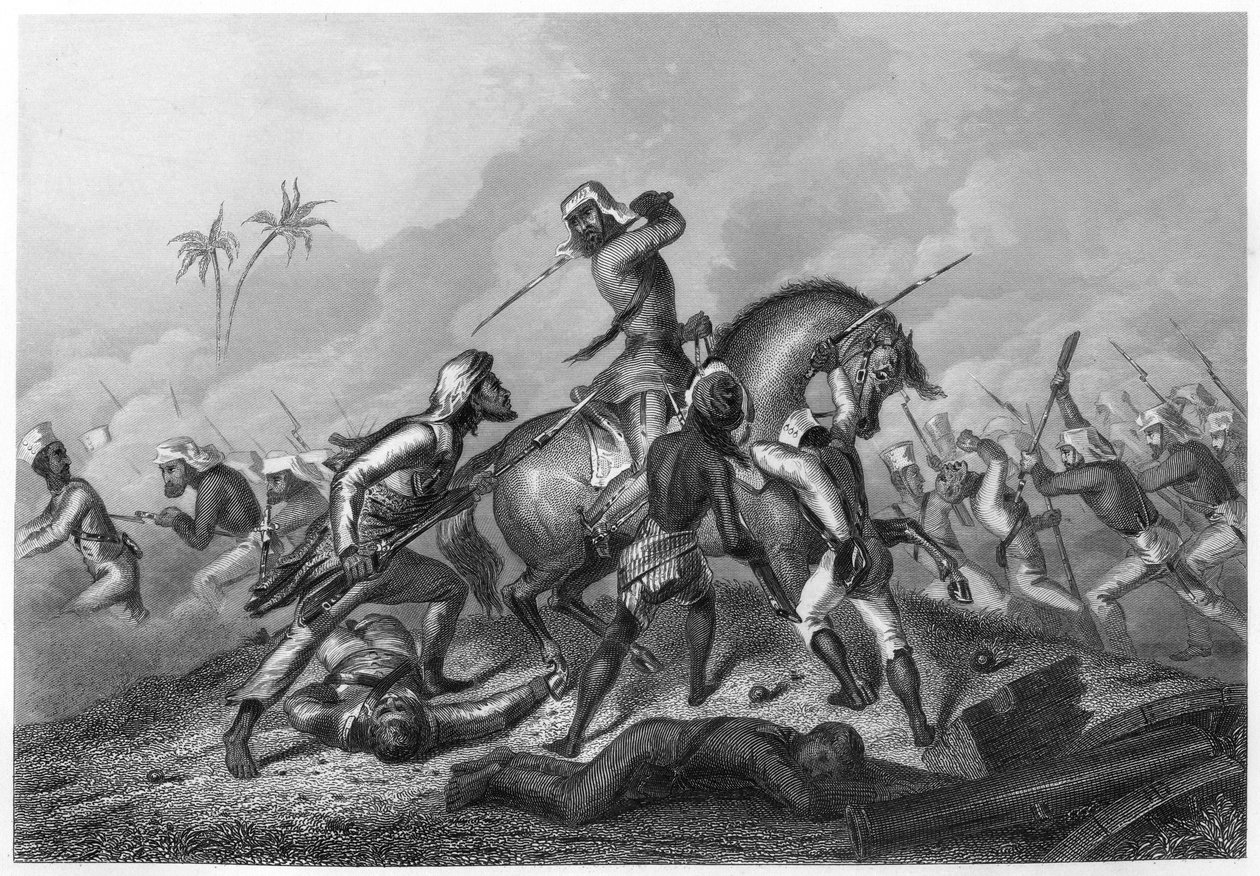 Havelocks-kolonni hyökkää kapinoijia vastaan ennen Cawnporea, 1857, c1860 tekijältä Unbekannt