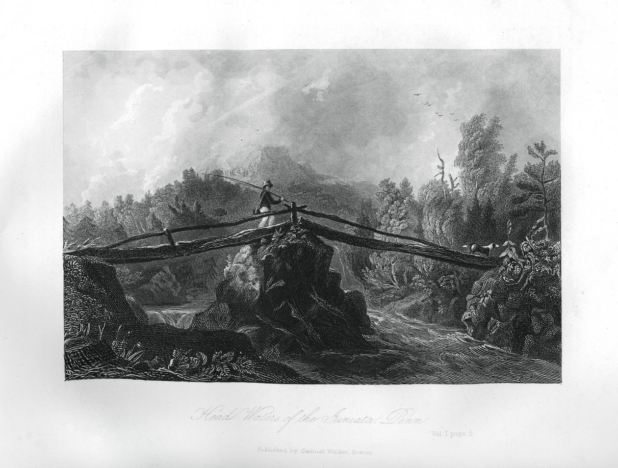 Juniata-joen alkulähteet, Pennsylvania, 1855 tekijältä Unbekannt