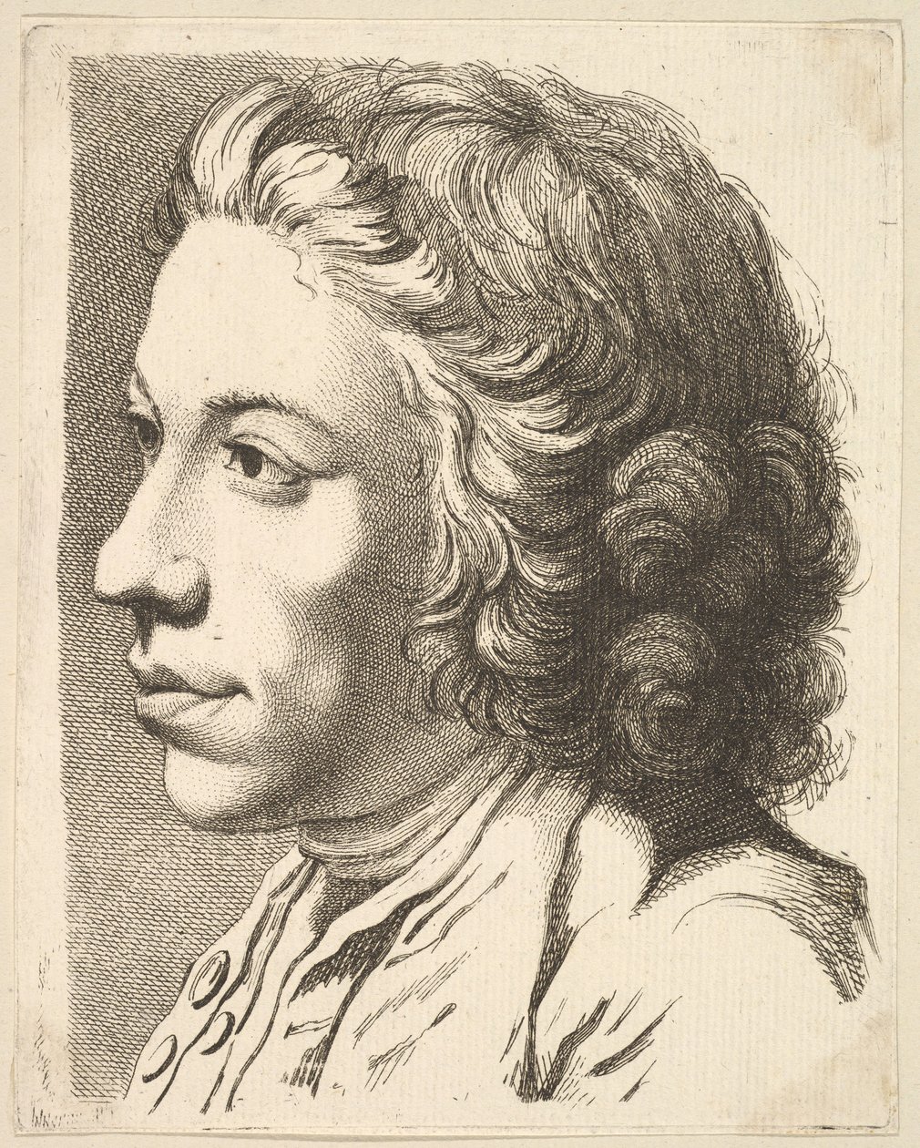Profiilimiehen johtaja, Livre de Têtes Gravées dapres F. Boucher et Autres..., 1700-luku. tekijältä Unbekannt