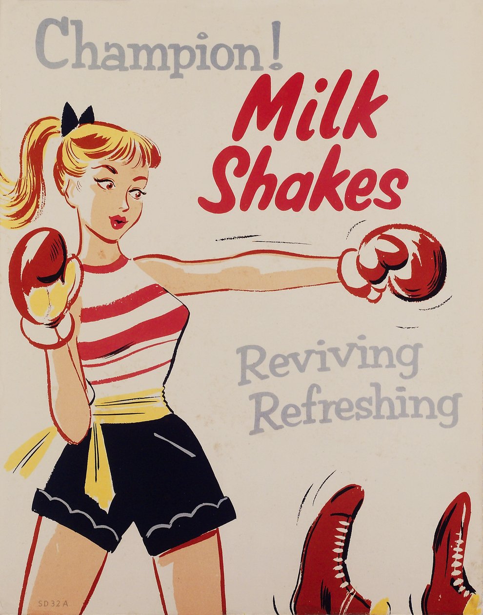 Terveyskasvatus ï Mestari! Milkshakes, juliste, c 1955-1960 tekijältä Unbekannt
