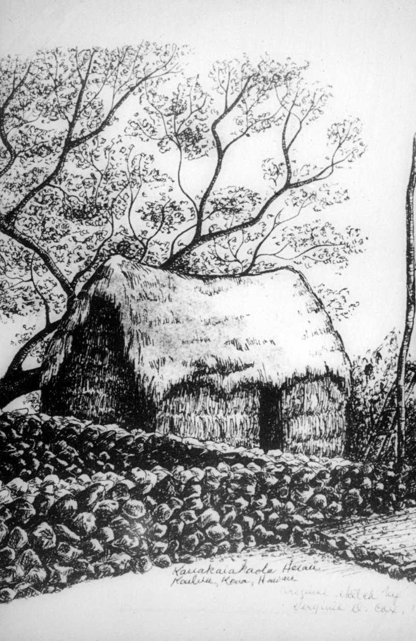 Heiau, Kailua-Kona, Havaiji, 1800-luku tekijältä Unbekannt