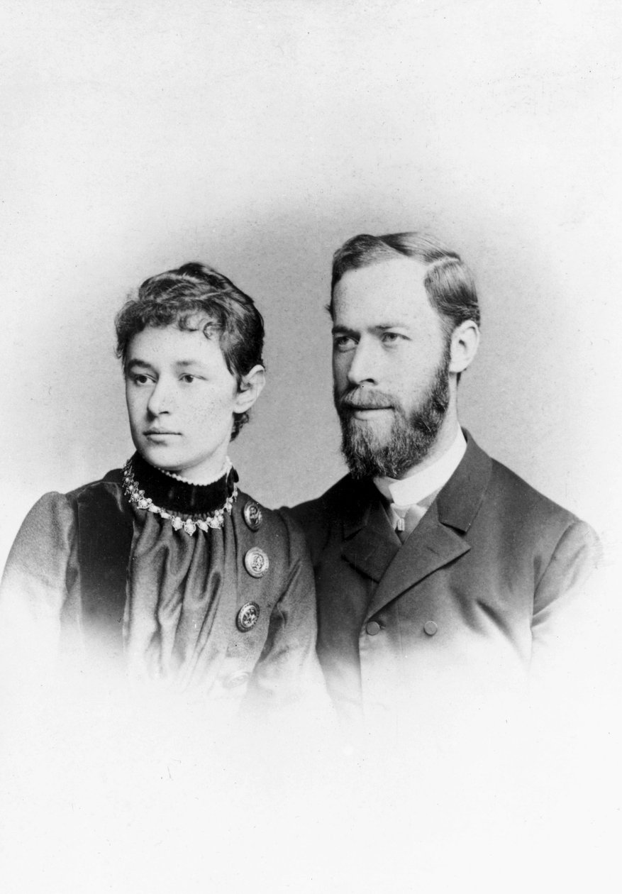 Heinrich Hertz, saksalainen fyysikko, vaimonsa Elizabethin kanssa tekijältä Unbekannt