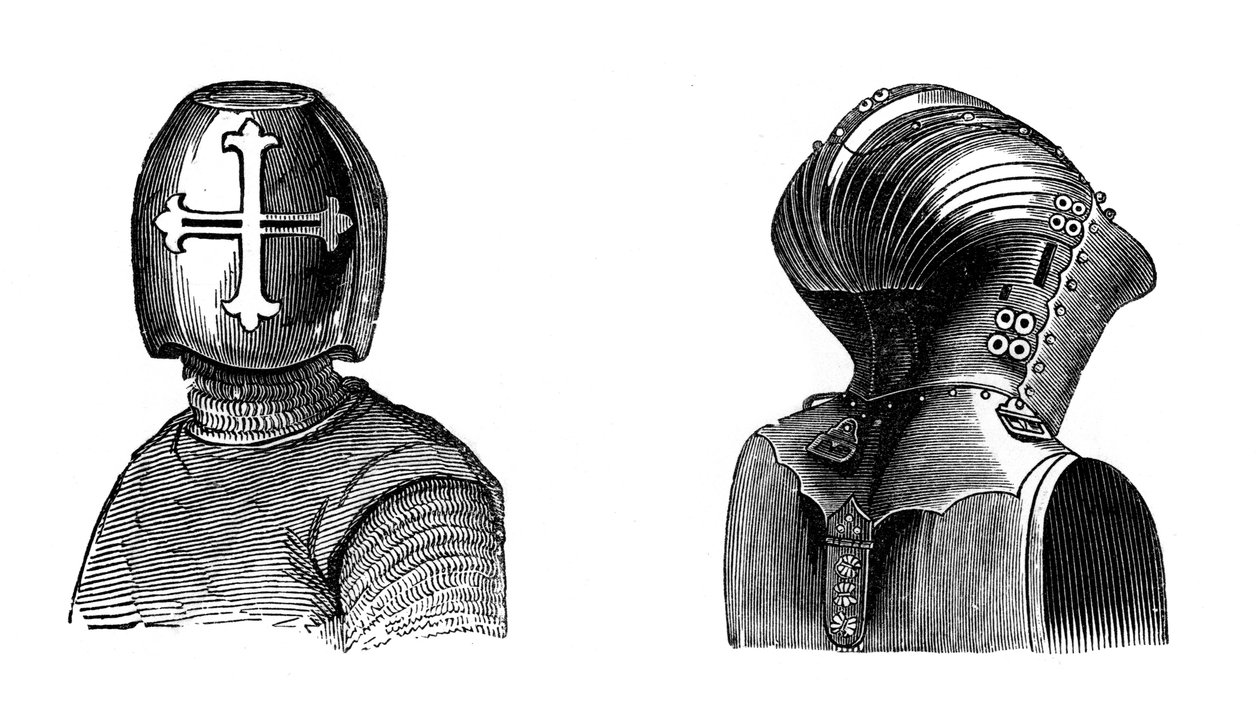 Kypärät, 1200- ja 1400-luvuilla, 1870 tekijältä Unbekannt
