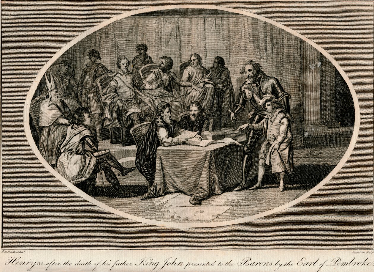 Henry III, jonka Pembroken jaarli esitteli paroneille, 1216 1793 tekijältä Unbekannt