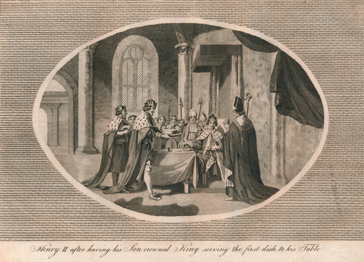 Henrik II, kruunattuaan poikansa kuninkaaksi, tarjosi ensimmäisen annoksen pöytäänsä, 1170 1793 tekijältä Unbekannt