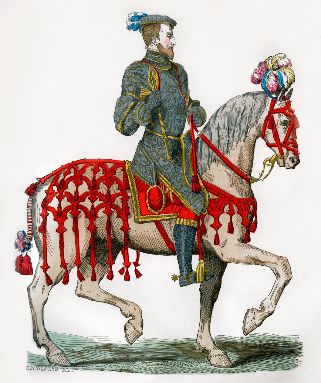 Henrik II Ranskan kevyen ratsuväen kapteenina 1500-luvulla 1882-1884 tekijältä Unbekannt