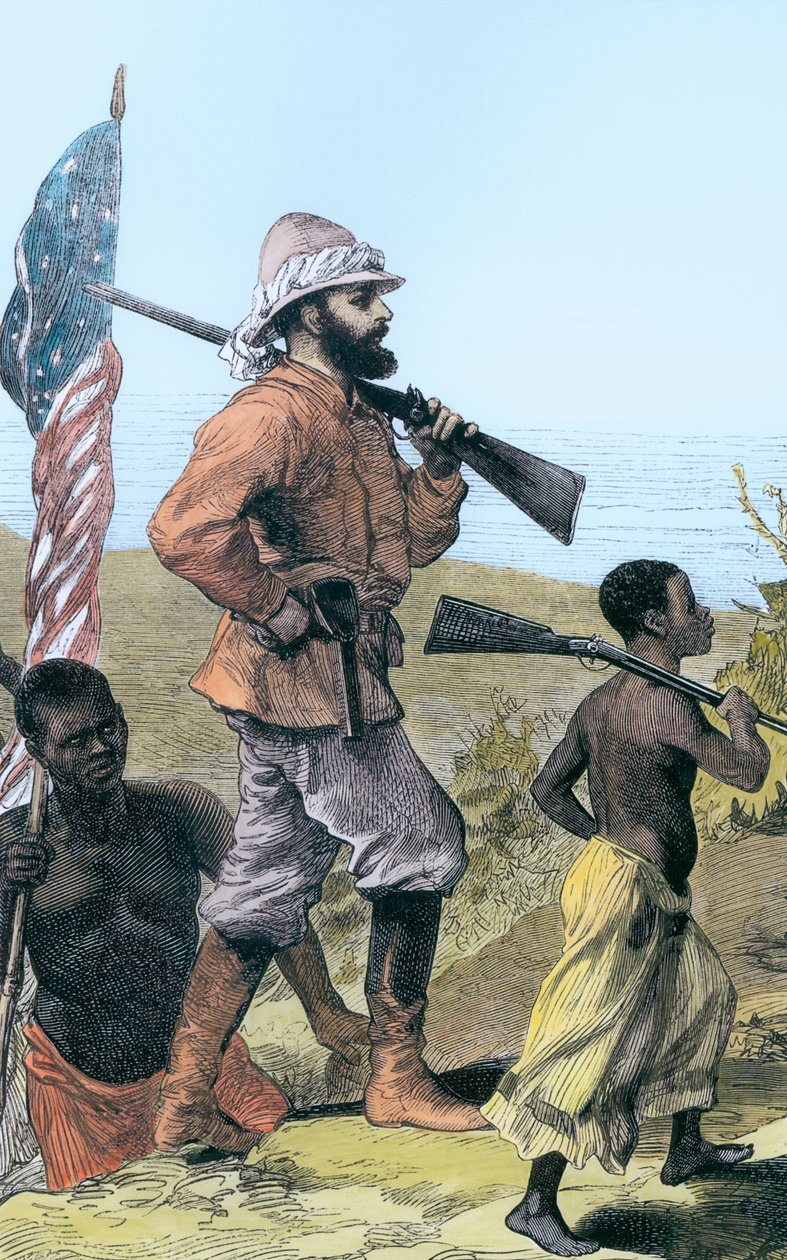 Henry Morton Stanley lähestyy Tanganyika-järveä, Afrikka, 1800-luku tekijältä Unbekannt
