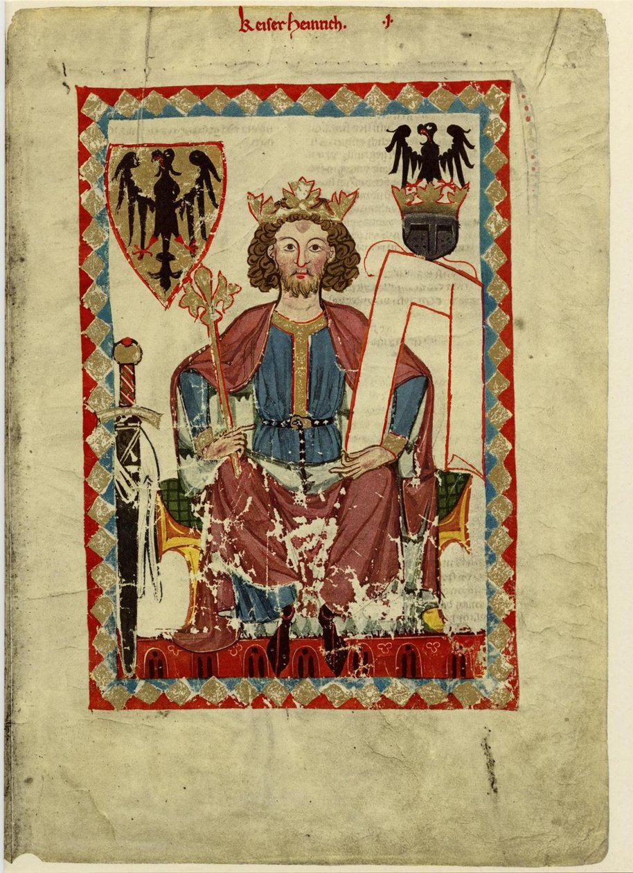 Henrik VI 1165-1197, Pyhän Rooman keisari Codex Manessesta, vuosina 1305-1340 tekijältä Unbekannt