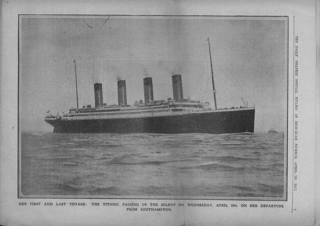 Hänen ensimmäinen ja viimeinen matkansa: Titanic Passing up the Solent keskiviikkona 10. huhtikuuta 1912. tekijältä Unbekannt