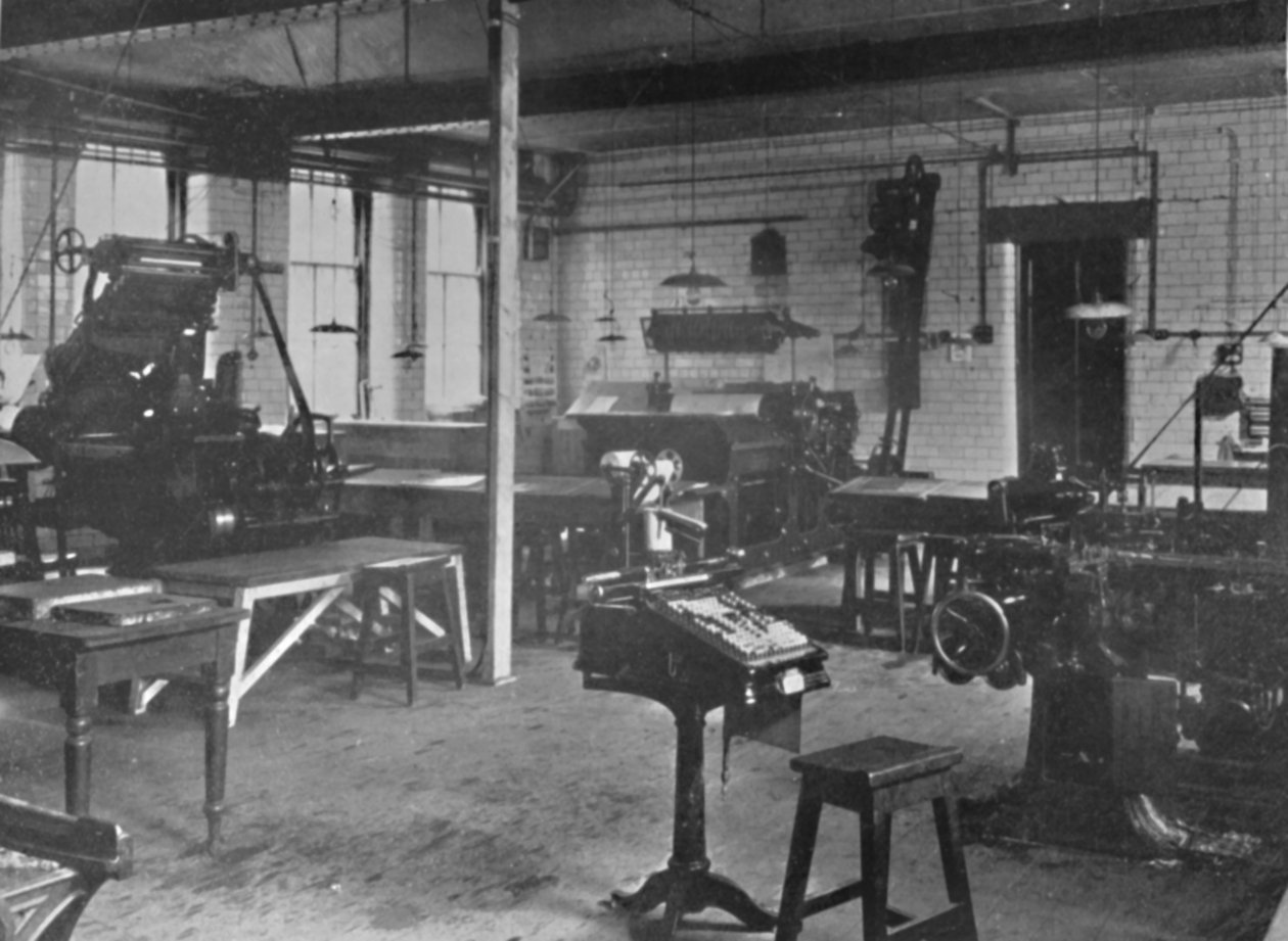 Heriot-Watt College, Edinburgh - kohopainokoneosasto, 1909. tekijältä Unbekannt