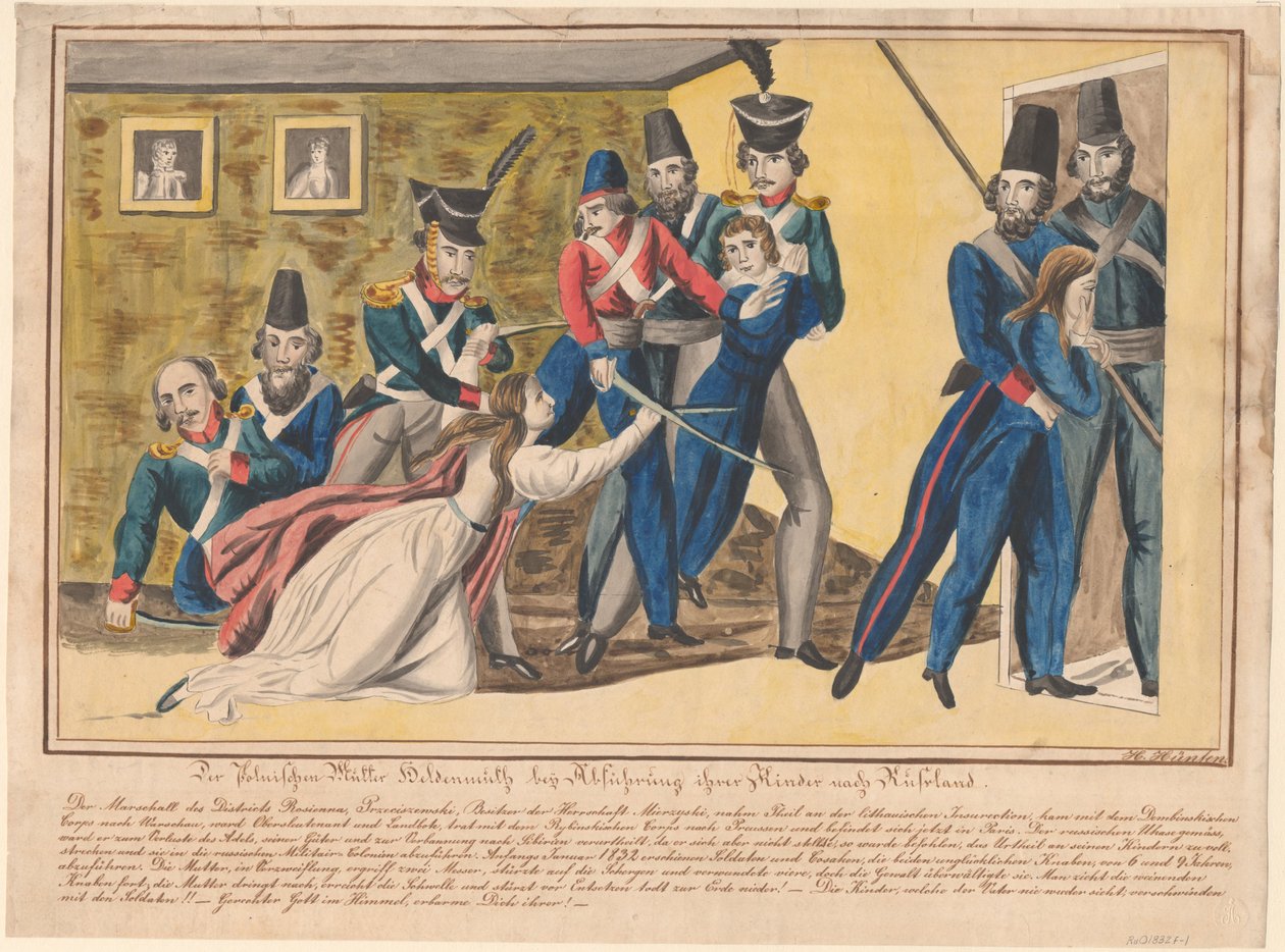 Puolalaisten äitien sankarillisuus lastensa konvoioinnin aikana Venäjälle, 1832 tekijältä Unbekannt