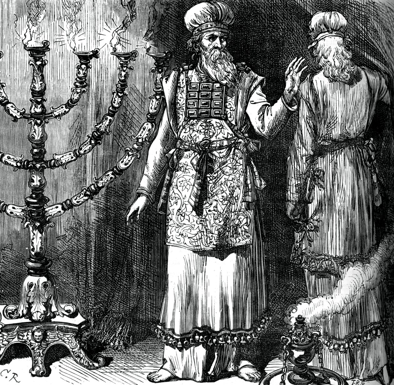 Ylipapit, näyttävät kasukat ja pellavavaatteita, v. 1880 tekijältä Unbekannt