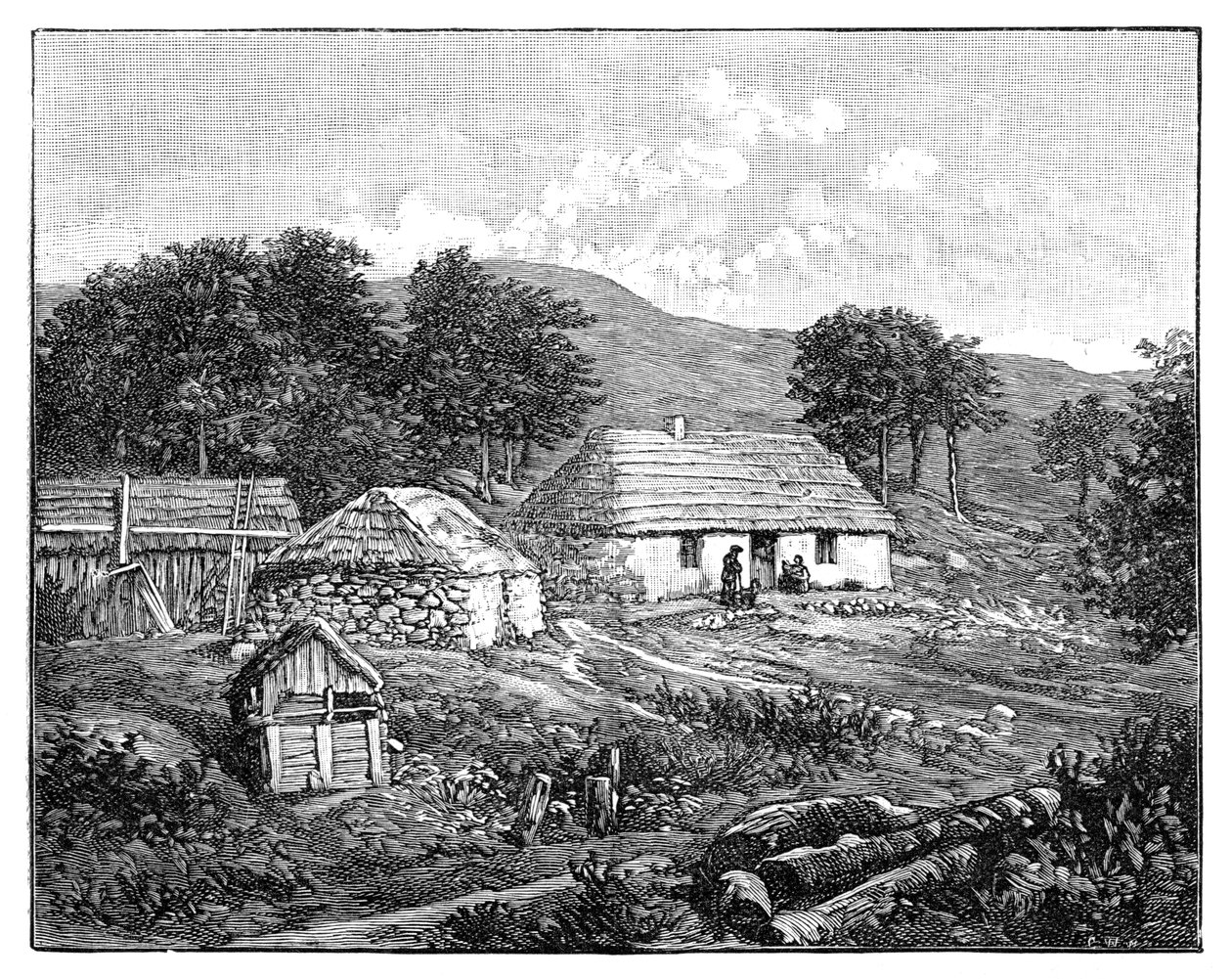 Highlandin mökit Lochaberissa, Skotlannissa, 1900 tekijältä Unbekannt