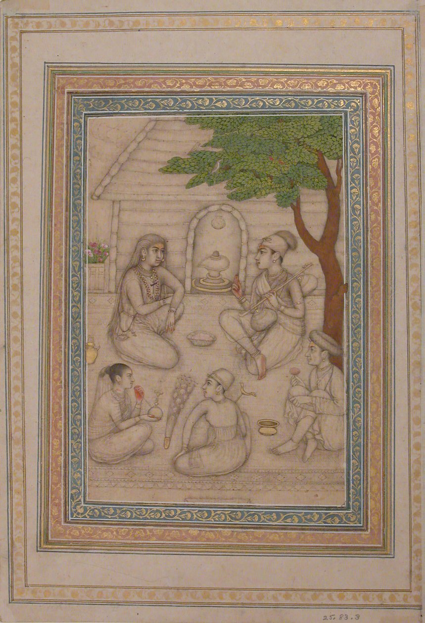 Hindut keskustelevat pyhäkön edessä, 1600-luku. tekijältä Unbekannt