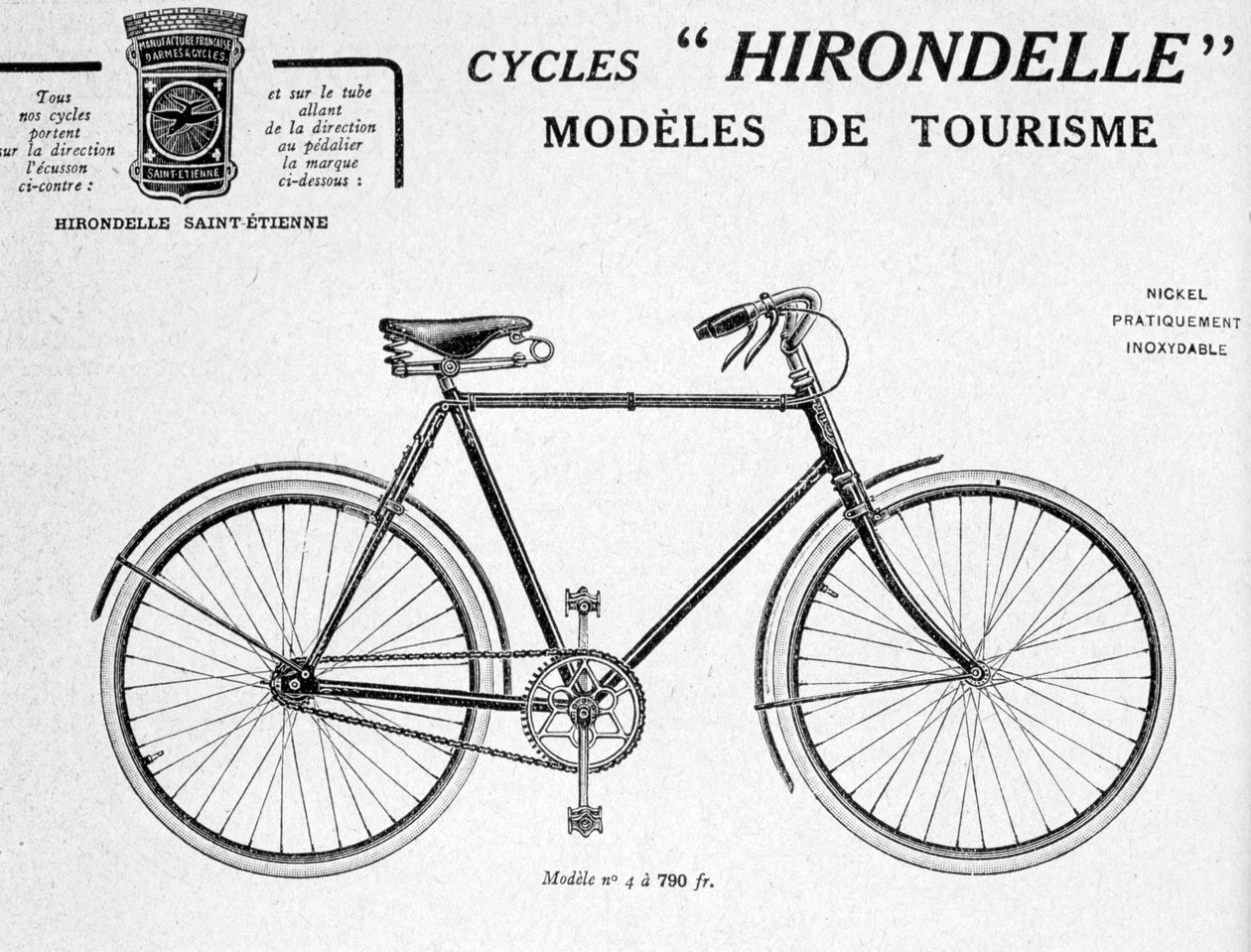Hirondelle Saint Etiennen pyörämatkailumainos, 1900-luku tekijältä Unbekannt