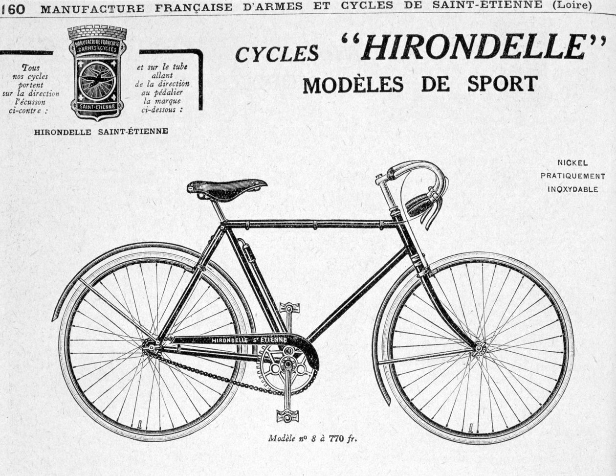 Hirondelle Saint Etienne, Pyörämatkailumainos, 1900-luku tekijältä Unbekannt