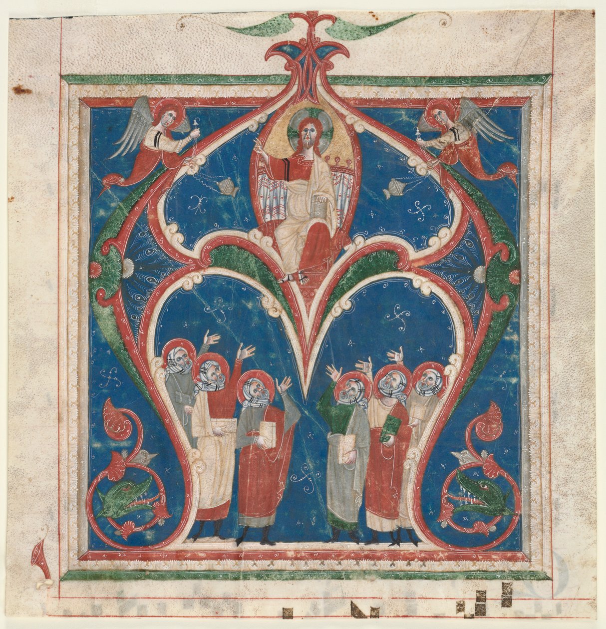 Historioitu alkukirjain A Poistettu antifonaasta: Kristus Majesteetissa profeettojen kanssa, n. 1280-1300. tekijältä Unbekannt