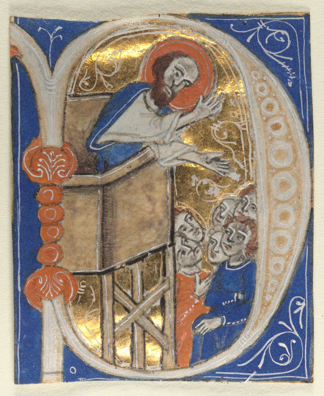 Historioitu alkukirja, joka on poistettu Raamatusta: St. Paul Preaching, 1200s. tekijältä Unbekannt