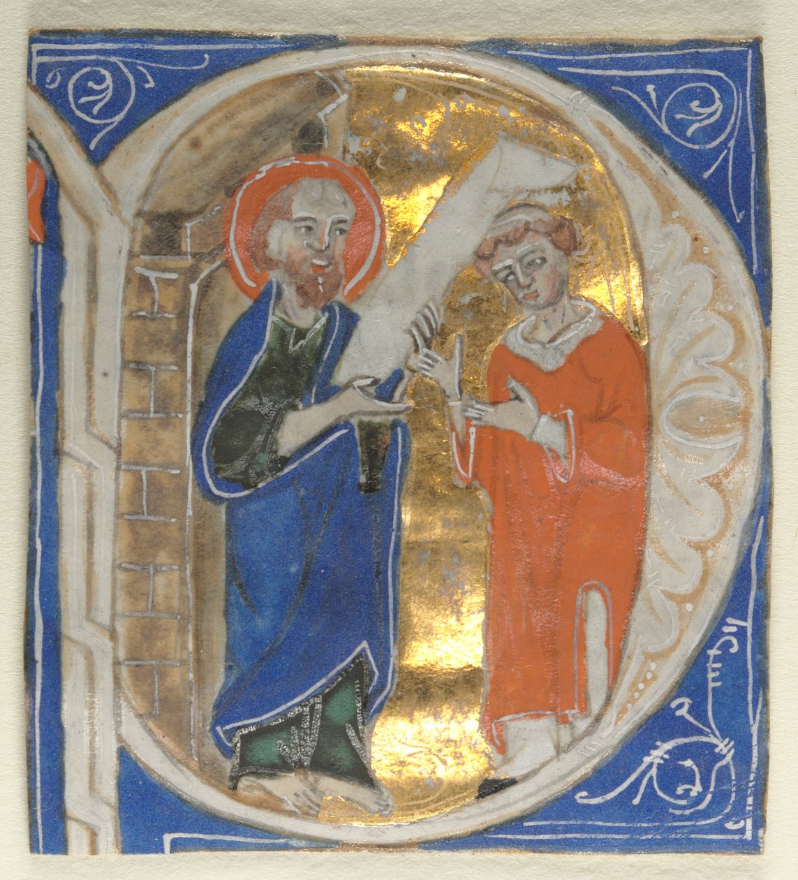 Historioitu alkukirja, joka on poistettu Raamatusta: St. Paul ja pappi, 1200-luku. tekijältä Unbekannt