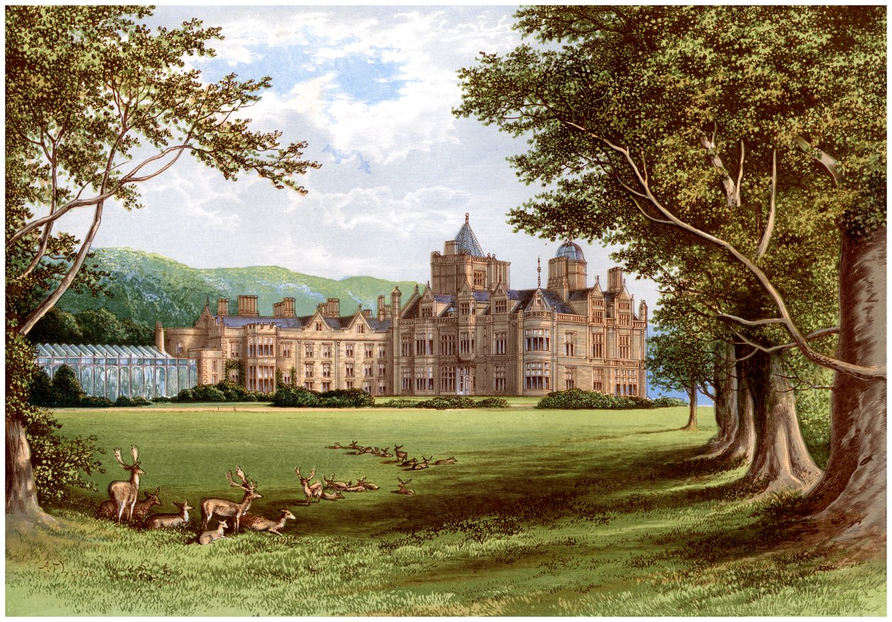 Holker Hall, Cumbria, Devonshiren herttuan koti, vuodelta 1880 tekijältä Unbekannt
