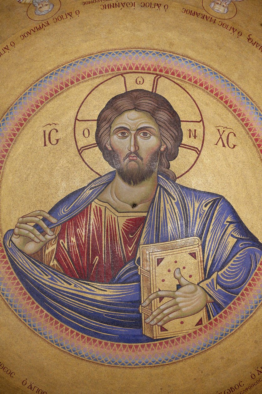 Pyhän haudan kirkko, Katolikonin katto, Christ Pantocrator mosaiikki, Jerusalem, Israel tekijältä Unbekannt