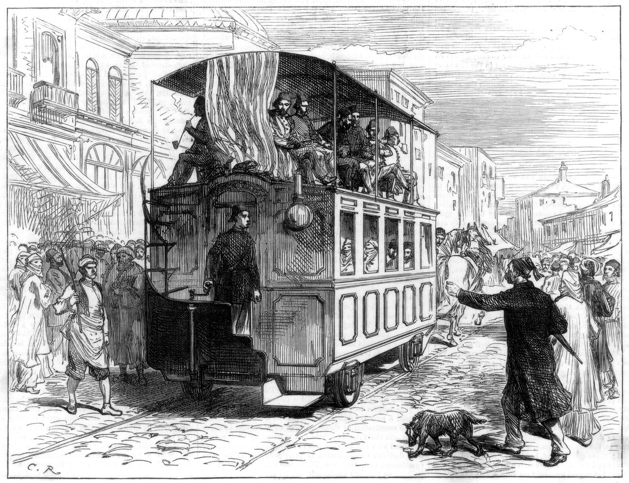 Hevosraitiovaunu, Konstantinopoli, 1877 tekijältä Unbekannt