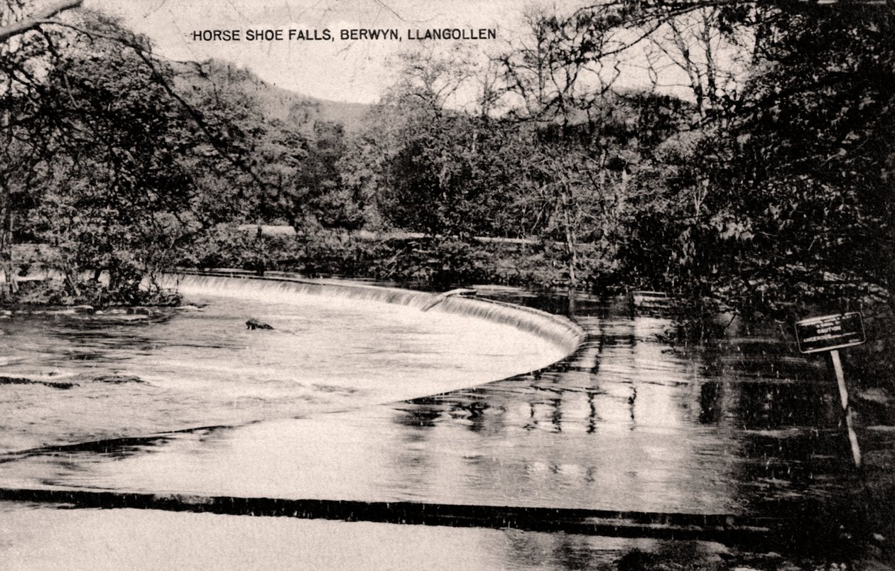 Horseshoe Falls Dee-joella, lähellä Llangollenia, Wales, 1900-luvun alku tekijältä Unbekannt
