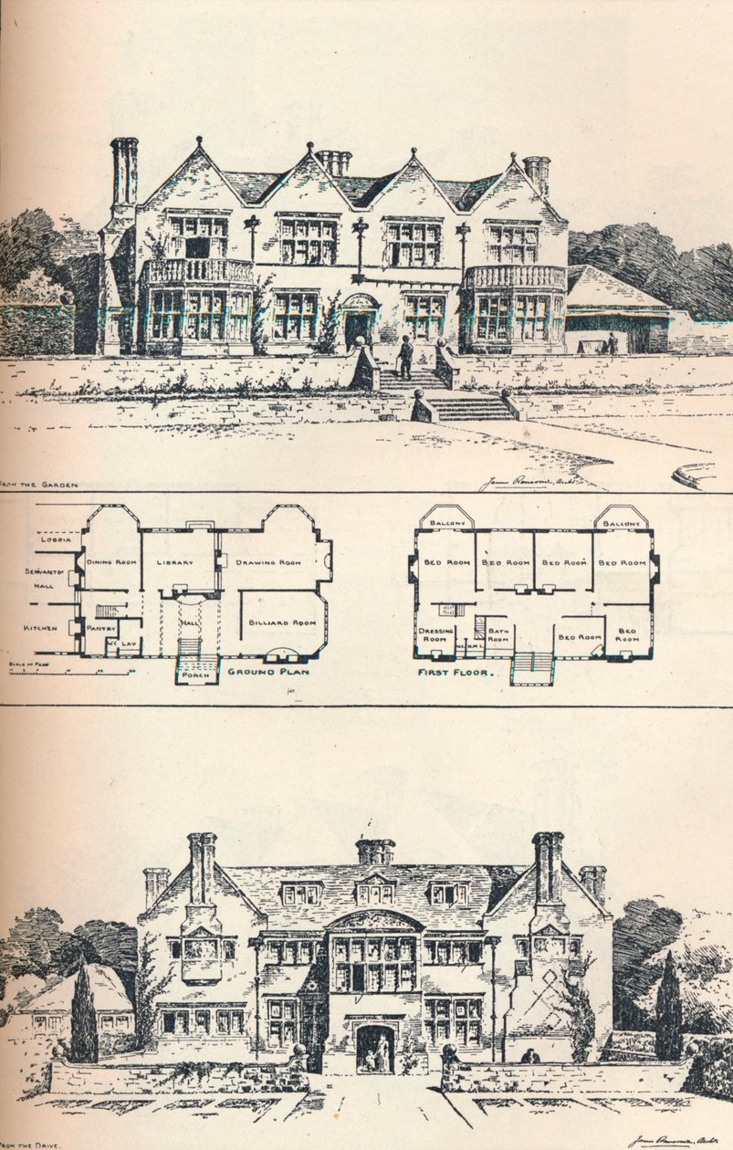 Houghton Grange, lähellä Huntingdonia, vuodelta 1897 tekijältä Unbekannt