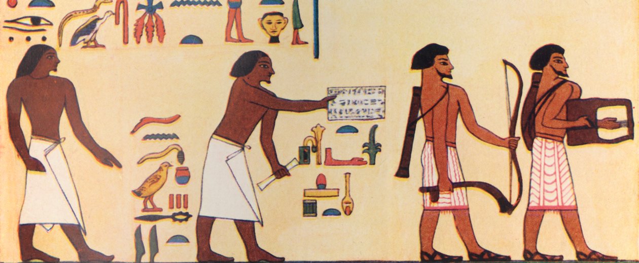 Kuinka muinainen egyptiläinen maalasi israelilaisten tulemisen Egyptiin, n. 1930. tekijältä Unbekannt
