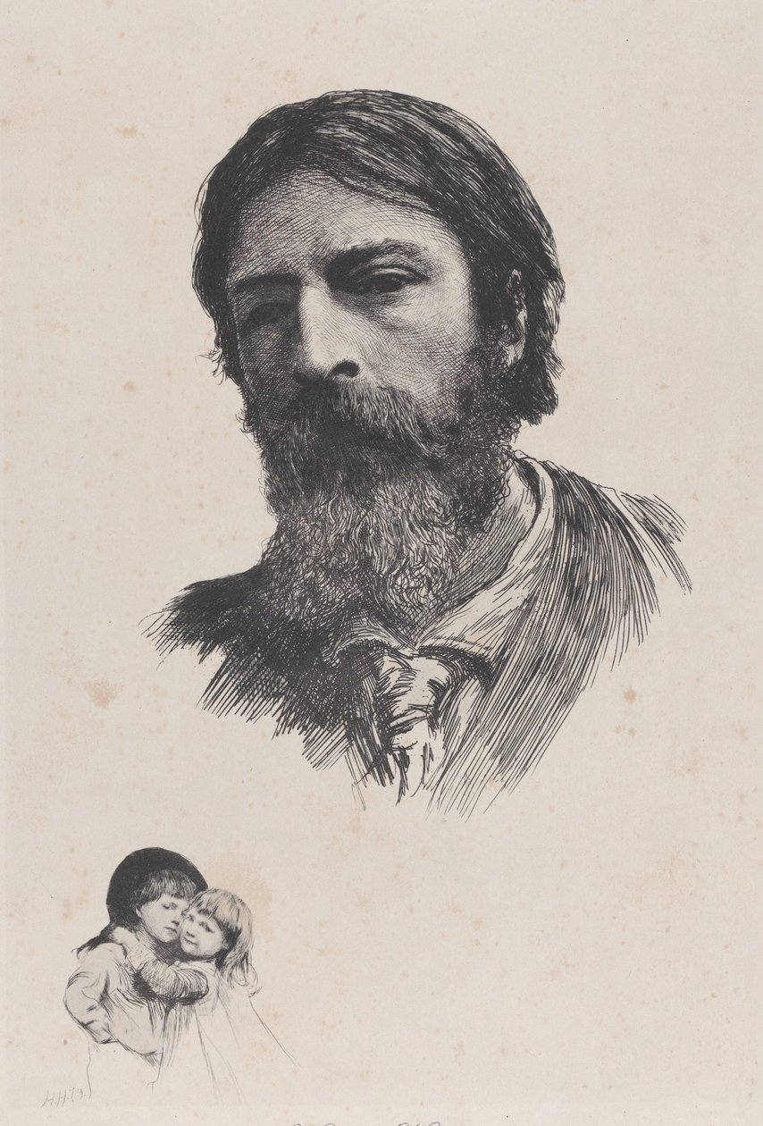 Hubert Herkomer A.R.A. ja Hänen lapsensa, vuoden 1879 jälkeen. tekijältä Unbekannt